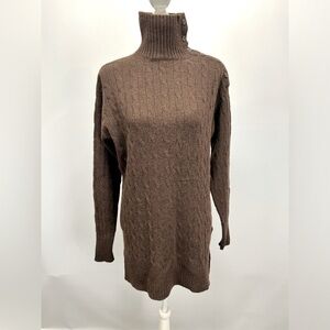 POLO RALPH LAUREN Brown wool/cashmere‎ blend turtleneck long sweater size M